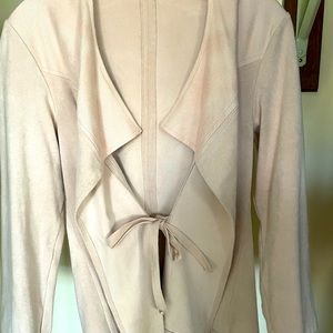 French made Suede-like dusty rose front-tie blazer style jacket